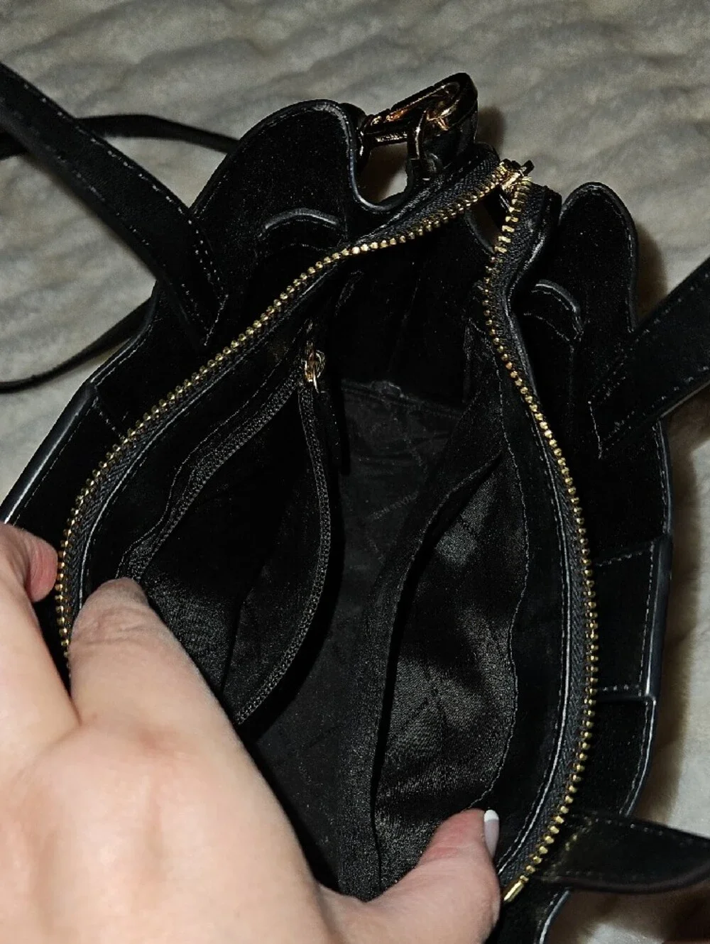 Michael Kors Black MK Logo Satchel with Gold Hardware